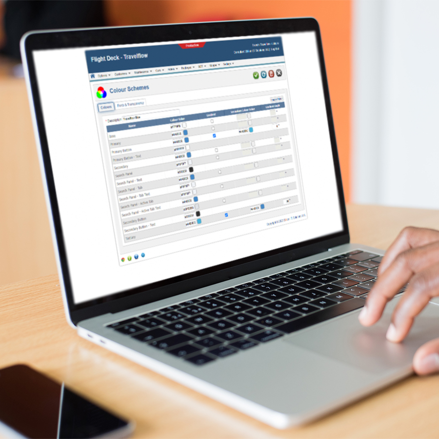 Manage the colour schemes and fonts of your booking engine Manage the colour schemes and fonts of our B2C online booking software